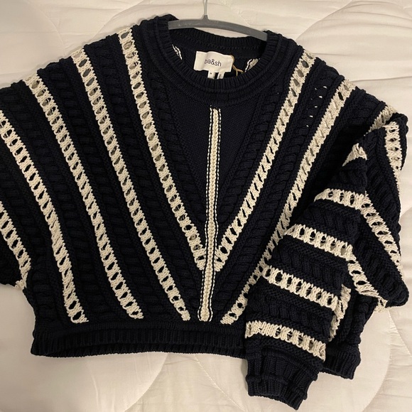 BASH BA&SH navy and cream knit sweater NWT - Picture 7 of 7